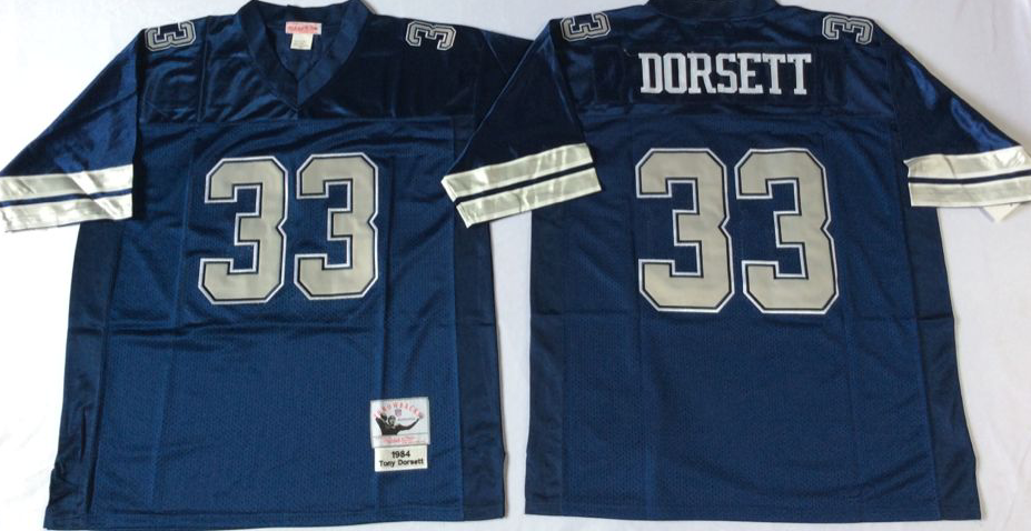 Men NFL Dallas Cowboys 33 Dorsett blue style #2 Mitchell Ness jerseys->dallas cowboys->NFL Jersey